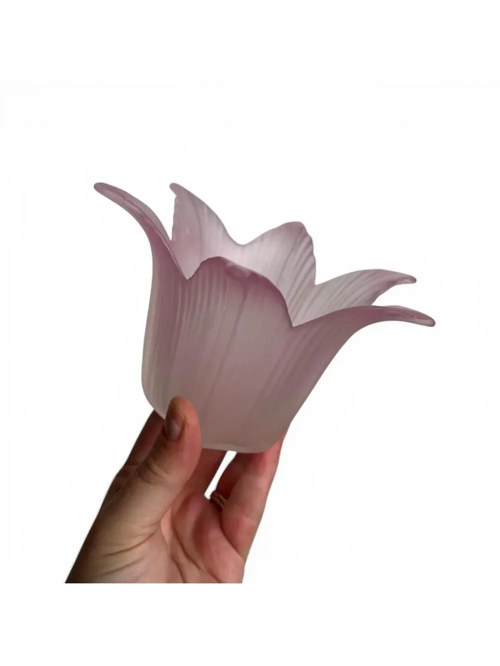 Vintage Pink Frosted Glass Tulip Flower Vase